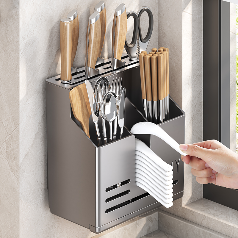 Kitchen Gadgets Rack - Keukenmessenhouder, Rek, Muurhangende Snijder, Eetstokkkooi, Eetstokbuis,