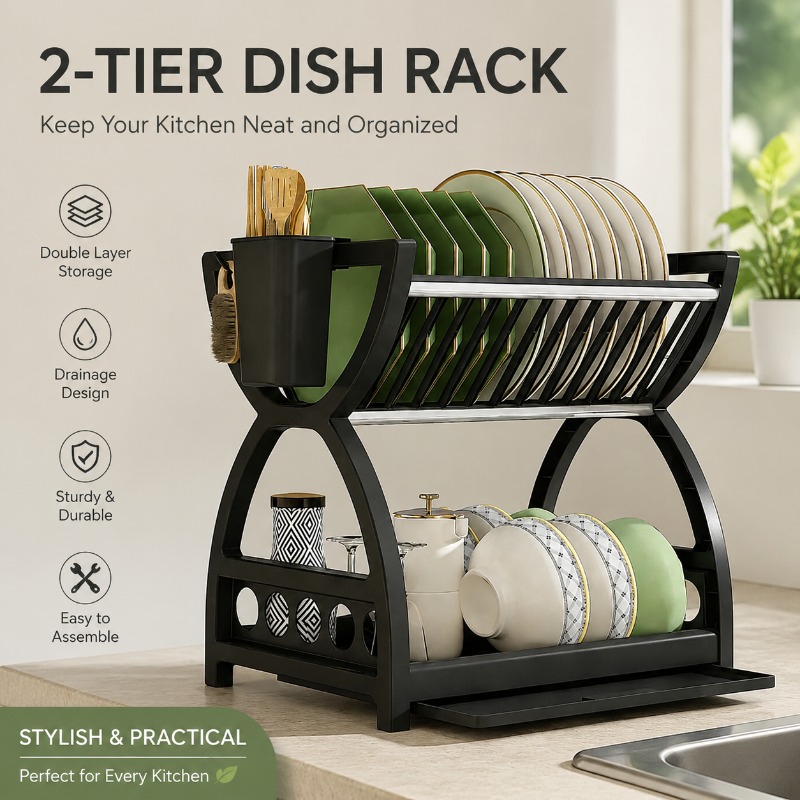 Kitchen Gadgets Rack - 2-laags afdruiprek voor de keuken, met