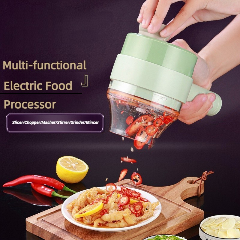 Kitchen Gadgets Gift - Draadloze elektrische keukenmachine Groentensnijder Fruitsnijder Knoflookstamper