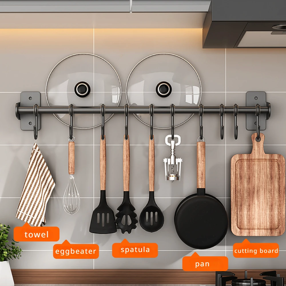 Kitchen Gadgets Rack - Geen punch Keukenhaakrek Roestvrij stalen wandplanken