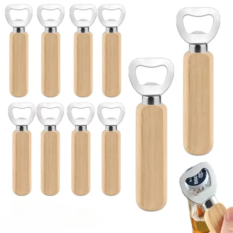 Kitchen Gadgets For Seniors - Roestvrijstalen houten flesopener voor thuis, keuken,
