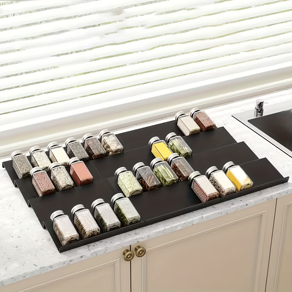 Kitchen Gadgets Rack - 6-delige uitbreidbare kruidenlade-organizer, duurzaam plastic opbergrek