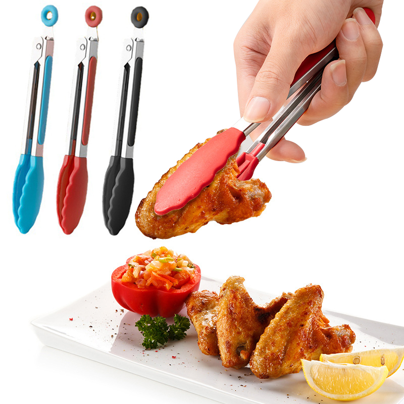 Kitchen Gadgets Gift - 1 st Siliconen Voedseltangen Roestvrijstalen Keukentang