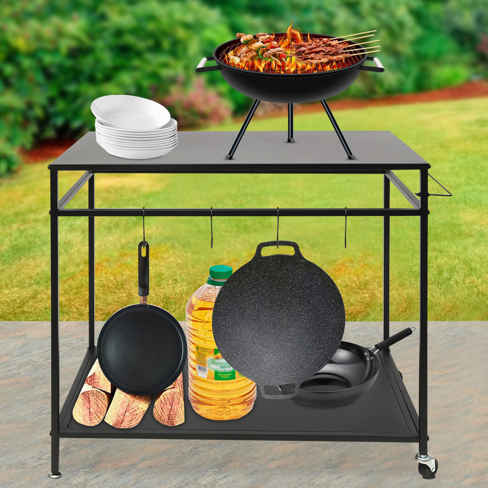 Verrijdbare kooktafel met dubb - Kitchen Gadgets Rack recensie en prijs